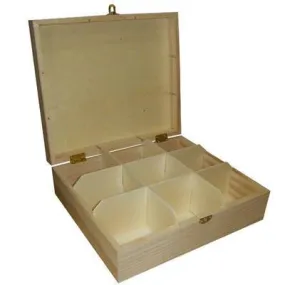 9 Compartment Teabag Wooden Box Storage Kitchen 23cm