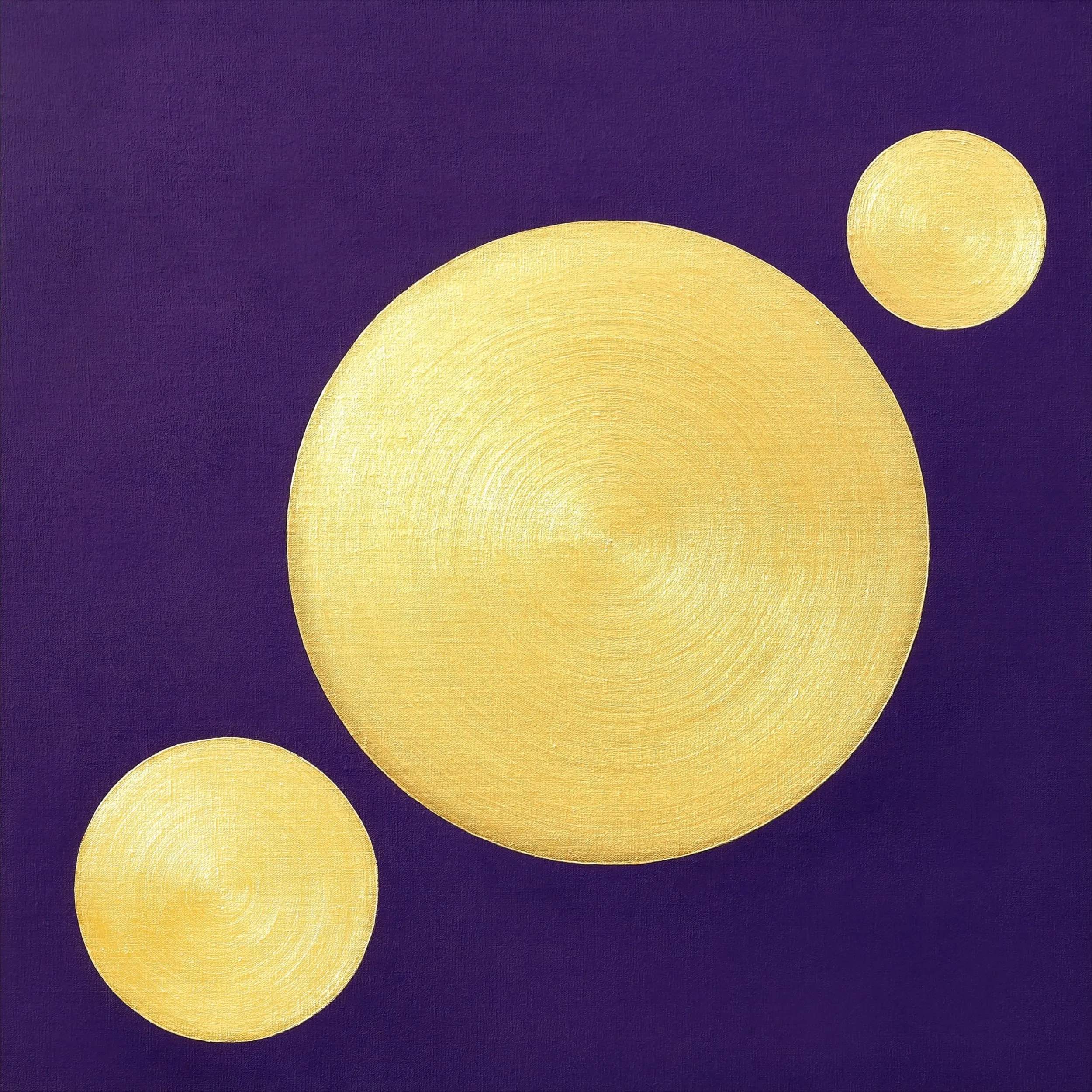 ALESSIA LU  "Golden Disks On Violet" Acrylic on Canvas, 2019