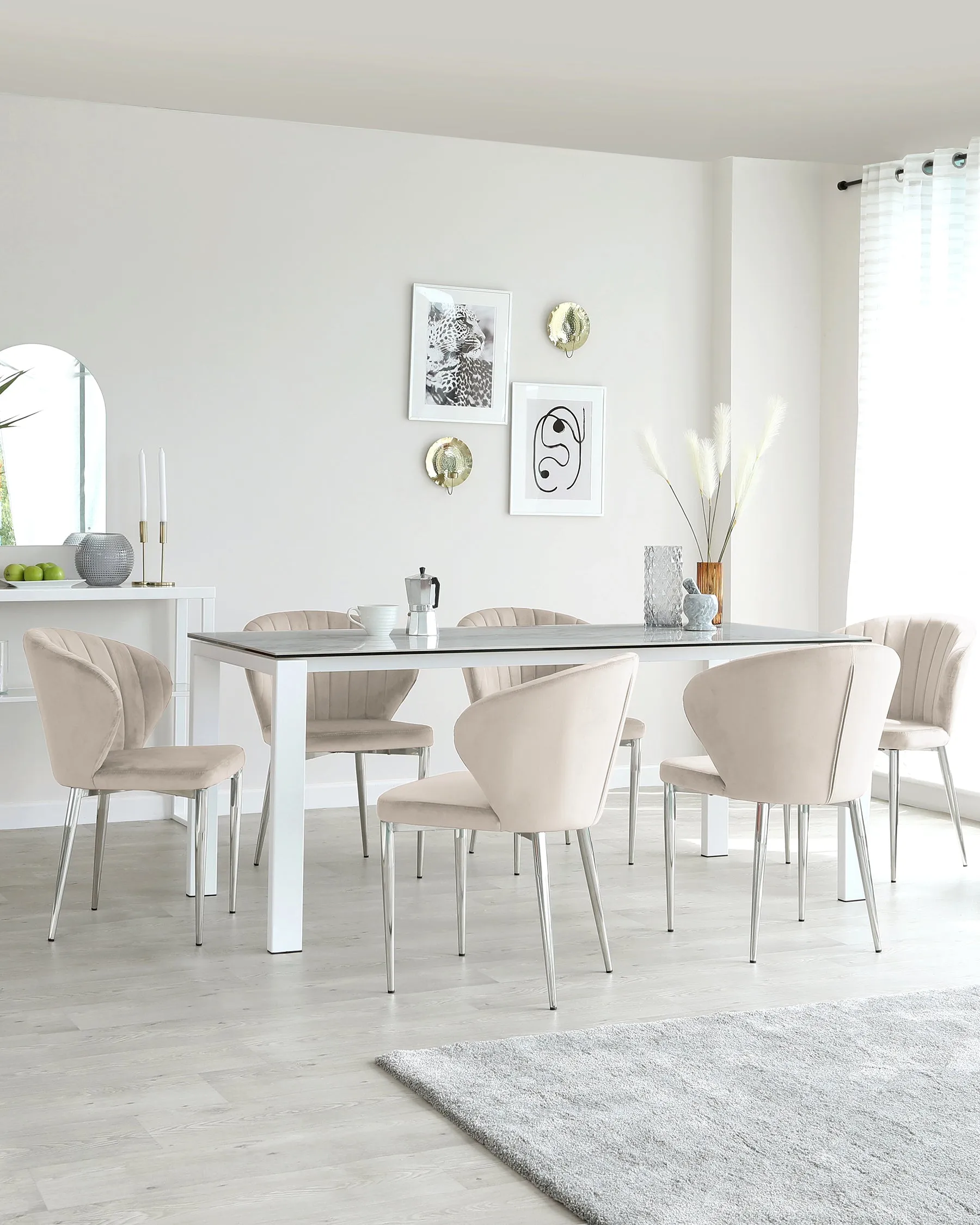 Anton White Ceramic Marble 6 Seater Dining Table