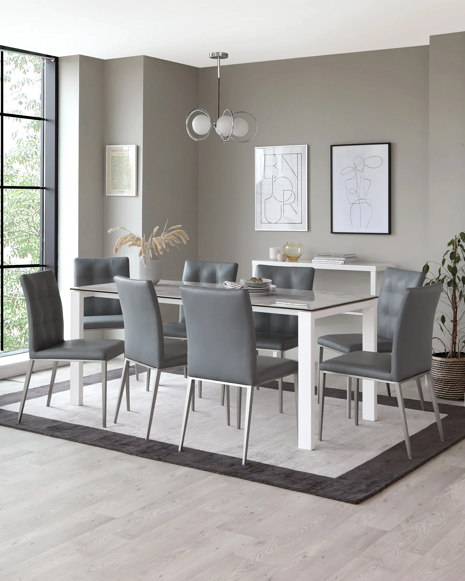 Anton White Ceramic Marble 6 Seater Dining Table