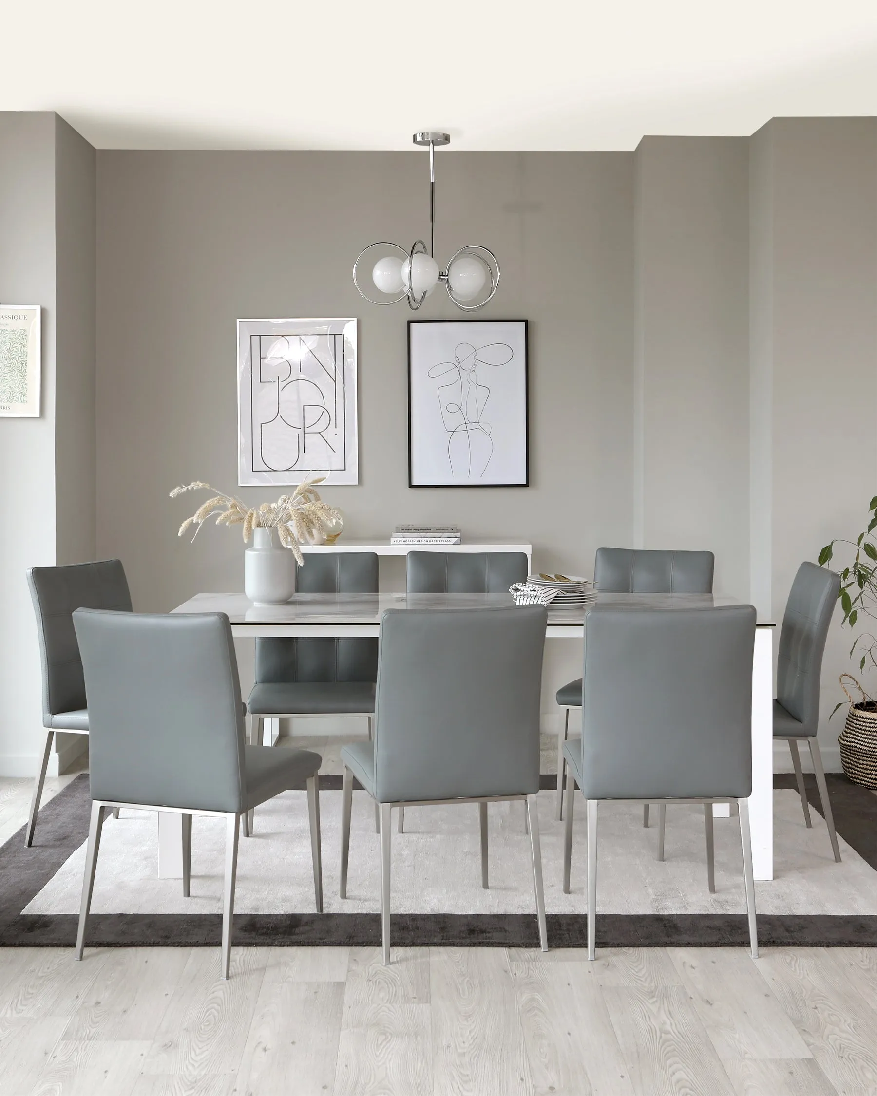 Anton White Ceramic Marble 6 Seater Dining Table