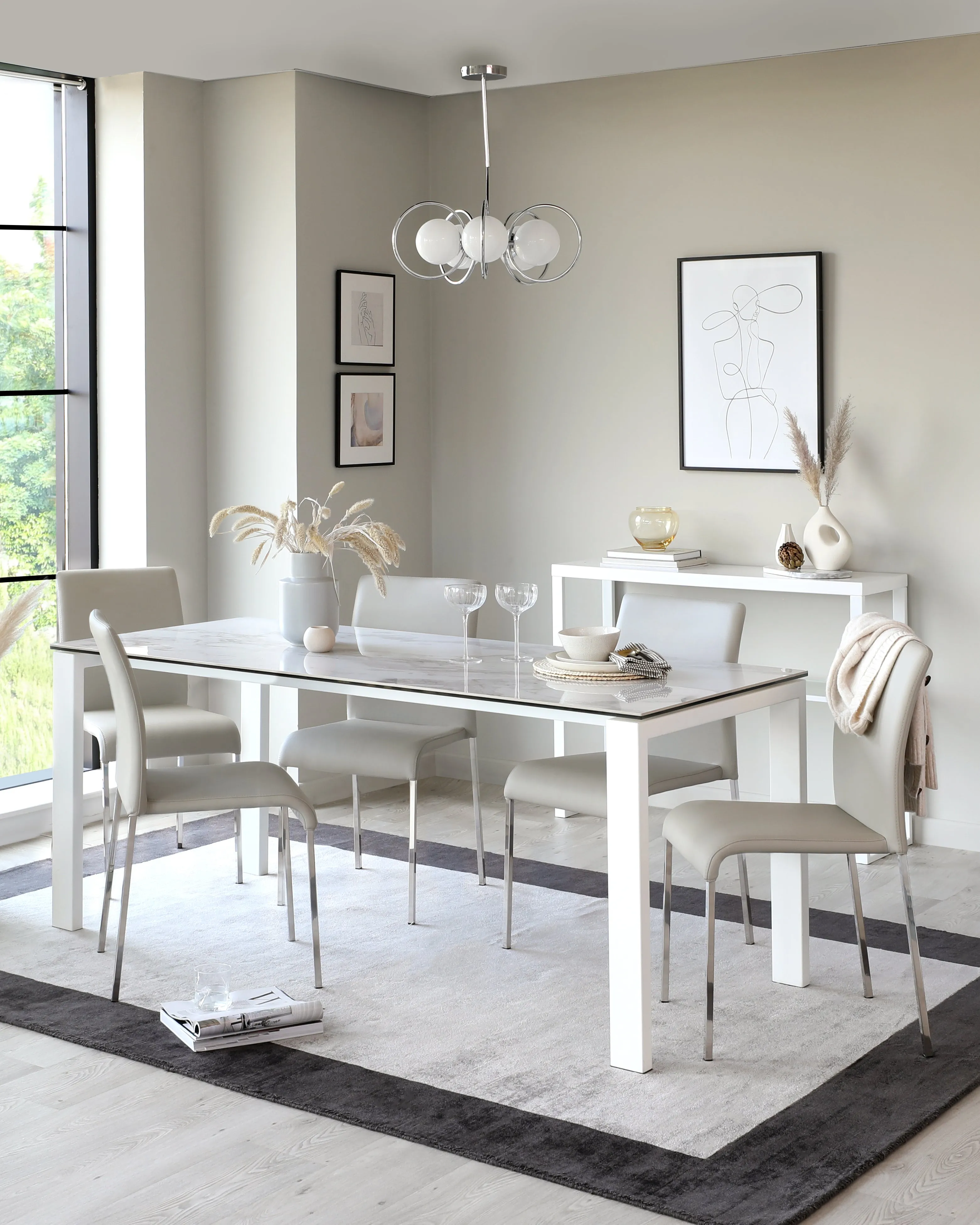 Anton White Ceramic Marble 6 Seater Dining Table