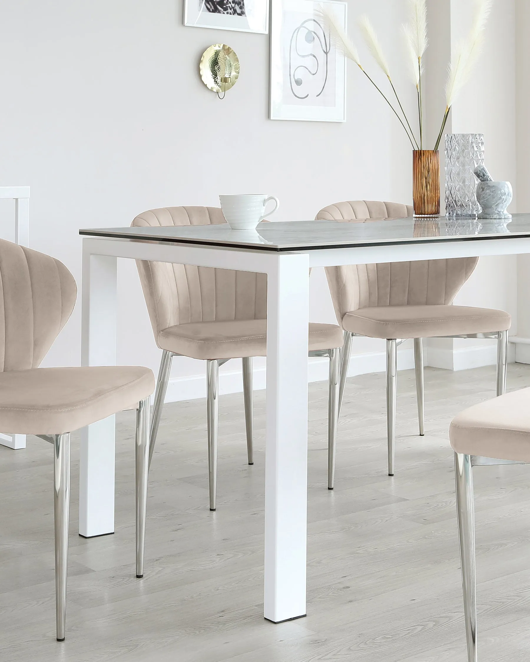 Anton White Ceramic Marble 6 Seater Dining Table