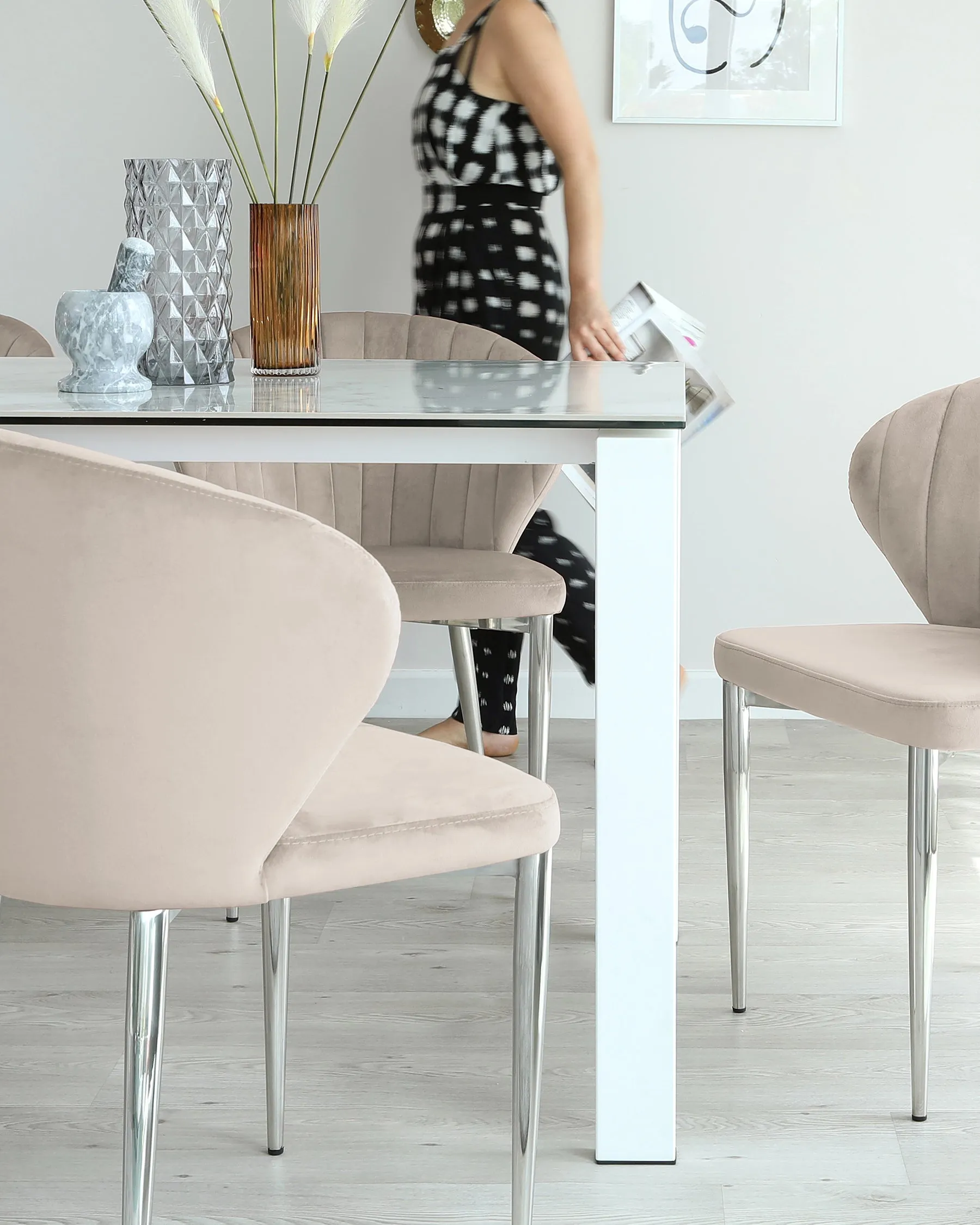 Anton White Ceramic Marble 6 Seater Dining Table