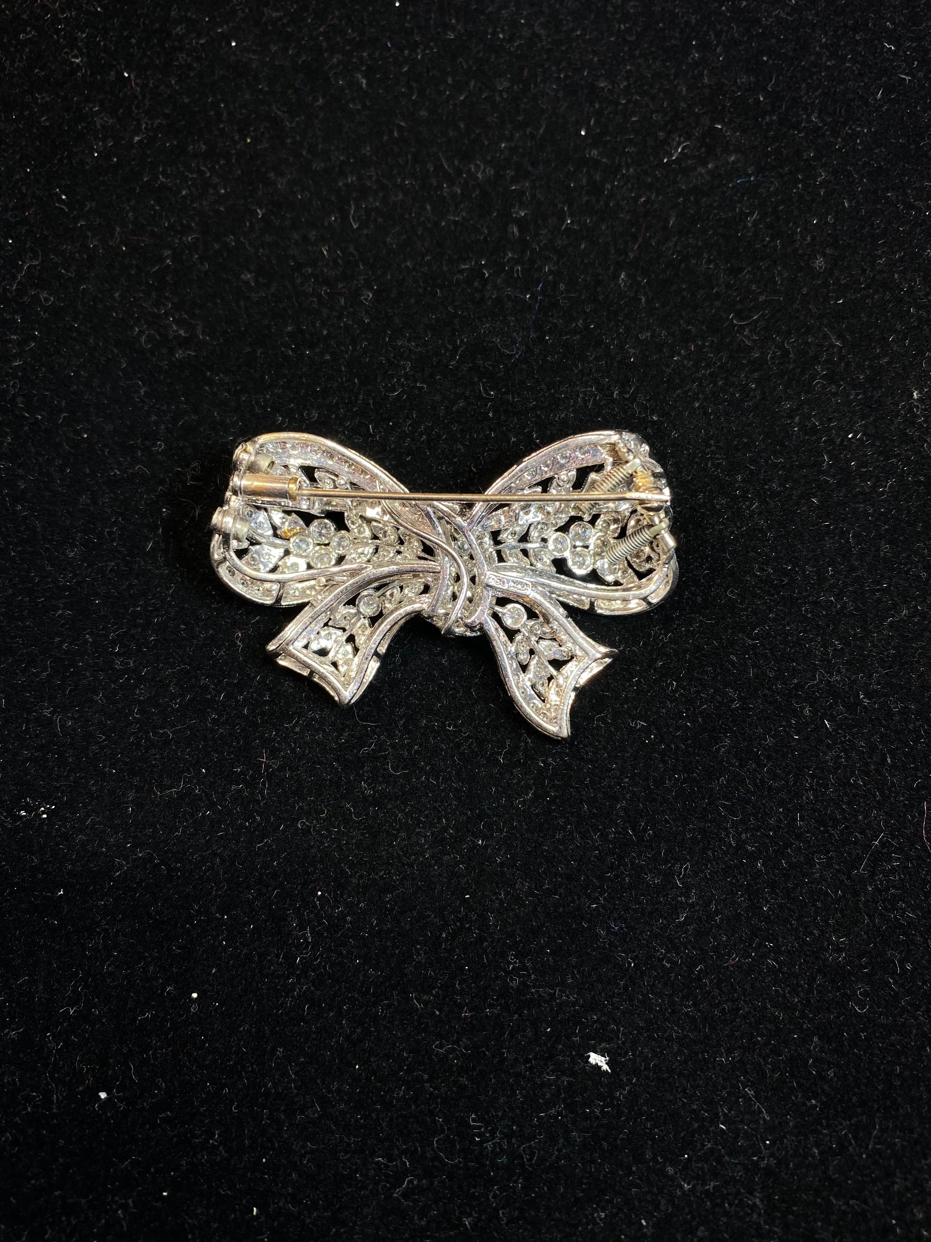 Art Deco Intricate Design 18KWG 197 Diamonds Ribbon Brooch/Pin w $25K Value!!}
