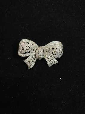 Art Deco Intricate Design 18KWG 197 Diamonds Ribbon Brooch/Pin w $25K Value!!}