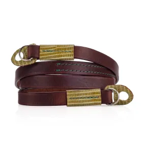 Arte di Mano Comodo Neck Strap, 95cm - Rally Volpe with Lizard Apple Green Accents