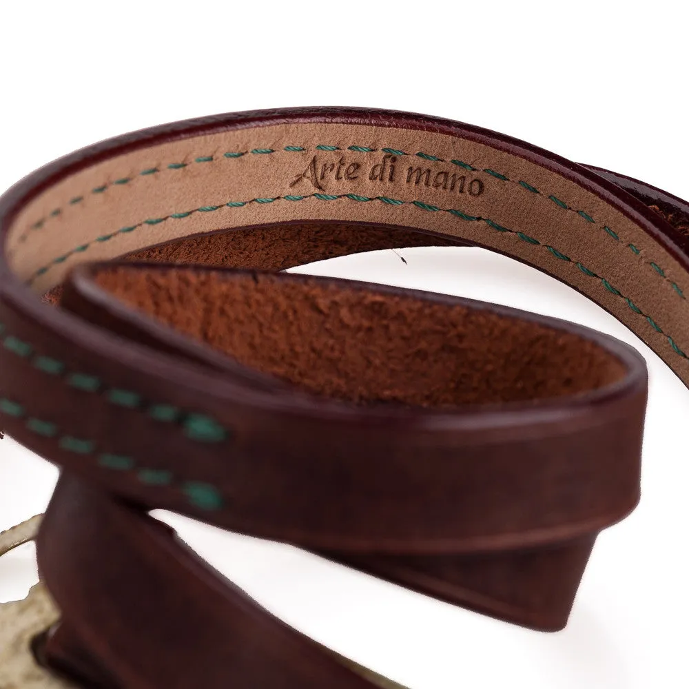Arte di Mano Comodo Neck Strap, 95cm - Rally Volpe with Lizard Apple Green Accents