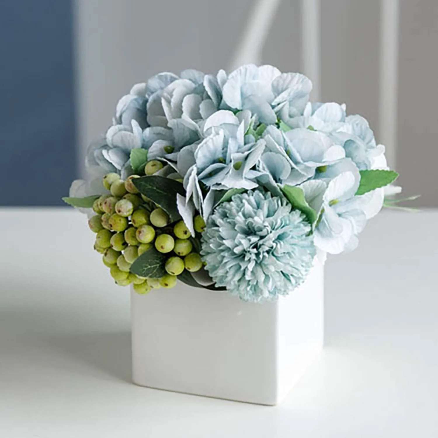 Artificial Flowers with Small Ceramic Vase Silk Roses