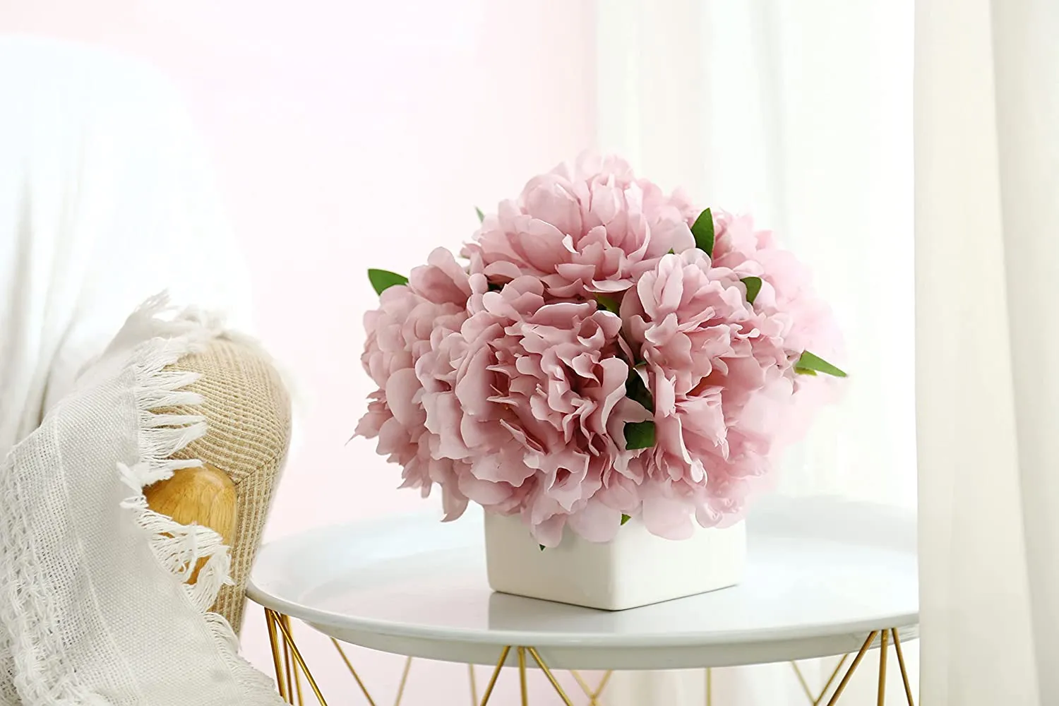Artificial Flowers with Small Ceramic Vase Silk Roses