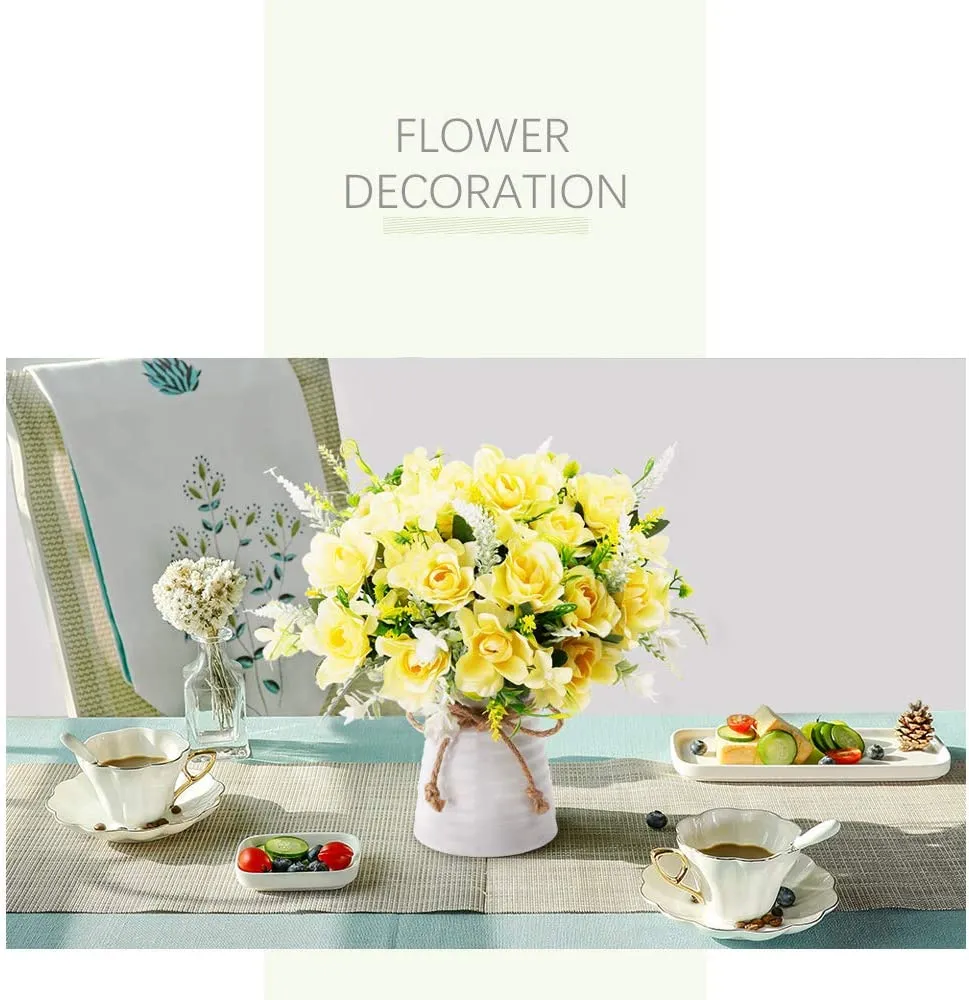 Artificial Flowers with Vase Fake Silk Flowers in Vase Gardenia Flowers