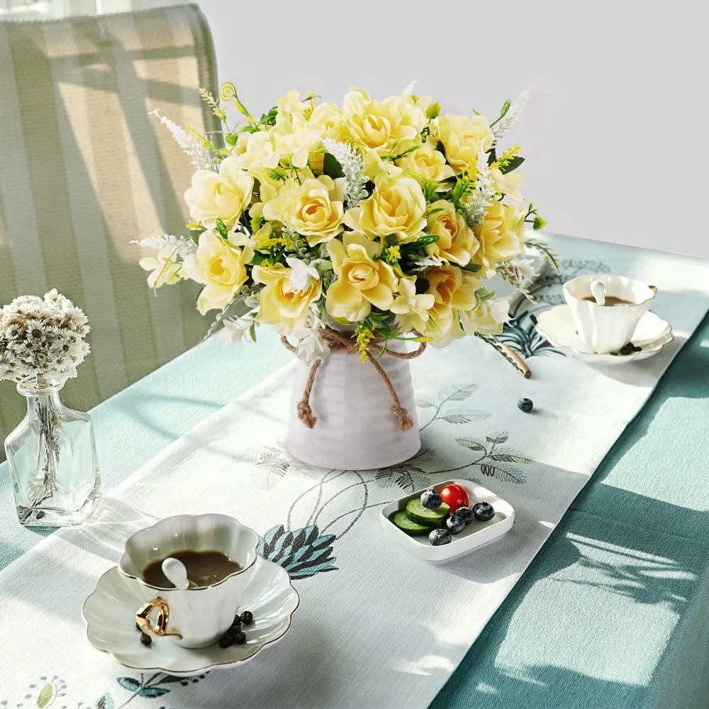 Artificial Flowers with Vase Fake Silk Flowers in Vase Gardenia Flowers