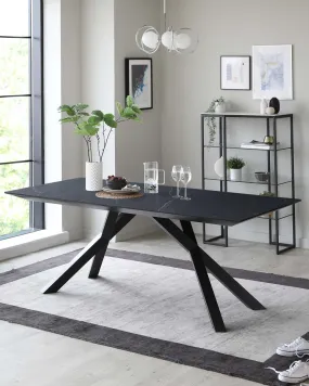 Atlanta Black Marbled Ceramic 8 Seater Dining Table