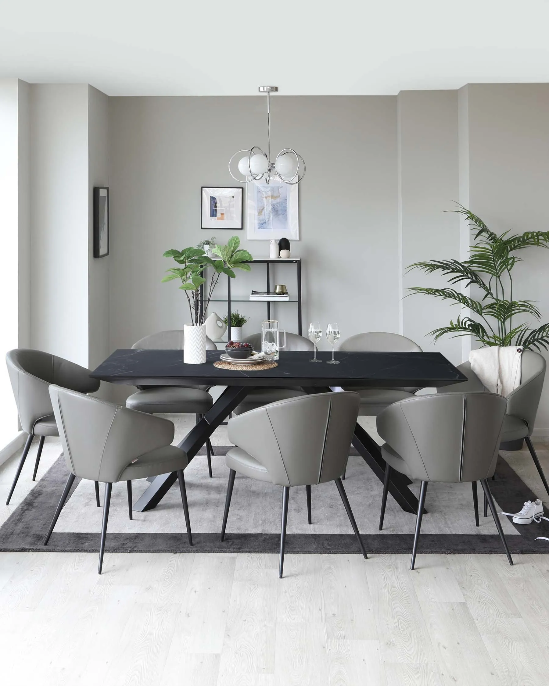 Atlanta Black Marbled Ceramic 8 Seater Dining Table