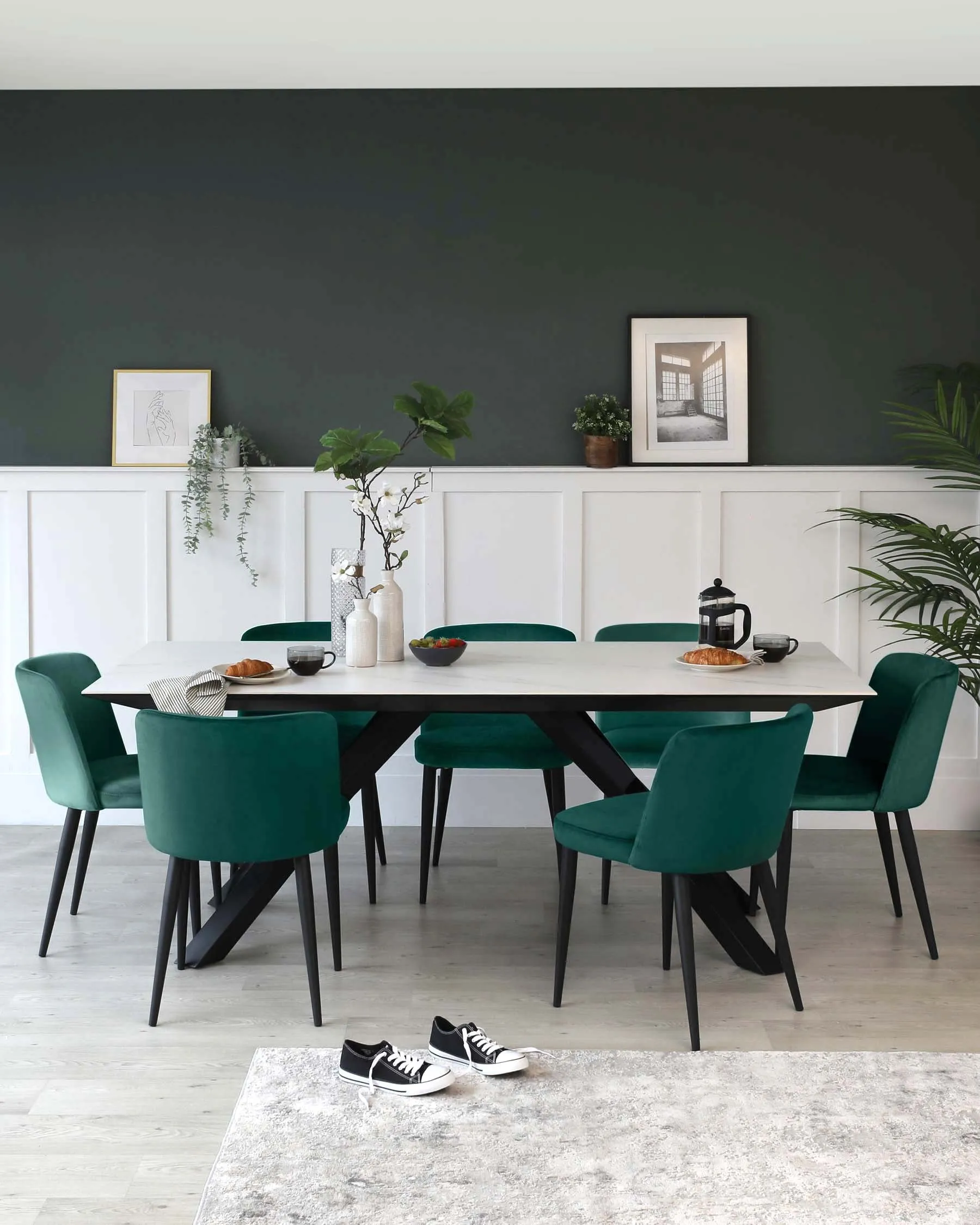 Atlanta White Marbled Ceramic 8 Seater Dining Table