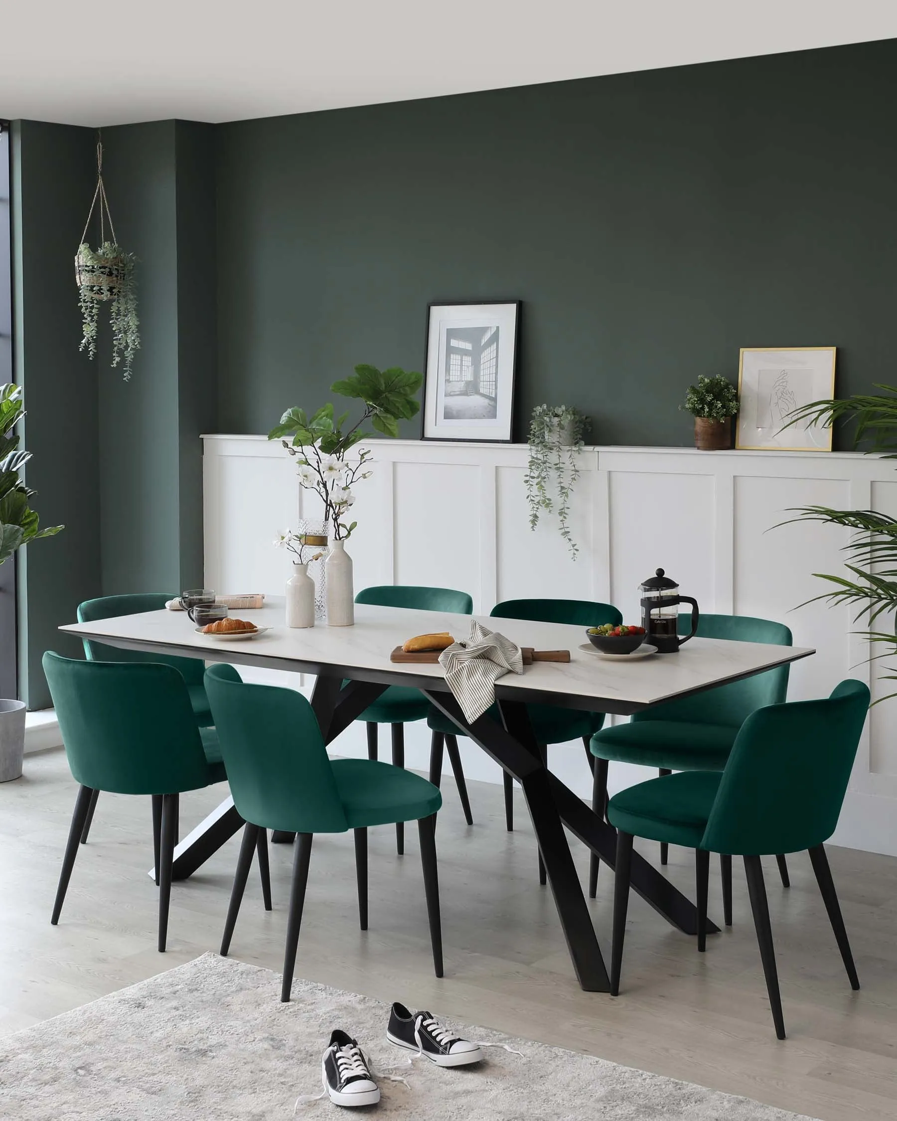 Atlanta White Marbled Ceramic 8 Seater Dining Table