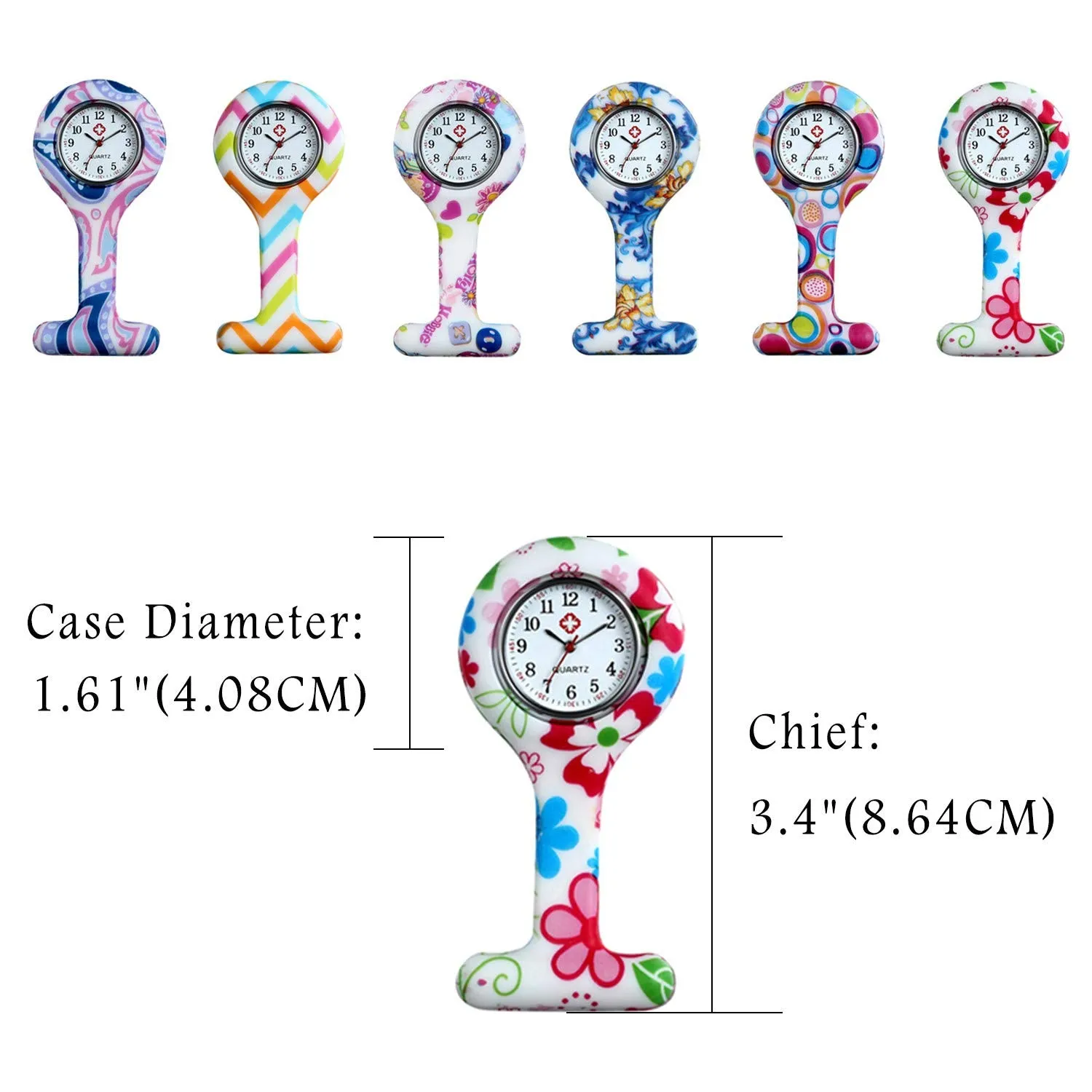 Avaner Silicone Nurse Watch, Vintage Floral Square Lapel Watch, Pin-on Brooch Fob Watch, Analog Quartz Hanging Pocket Watch 1pc-a