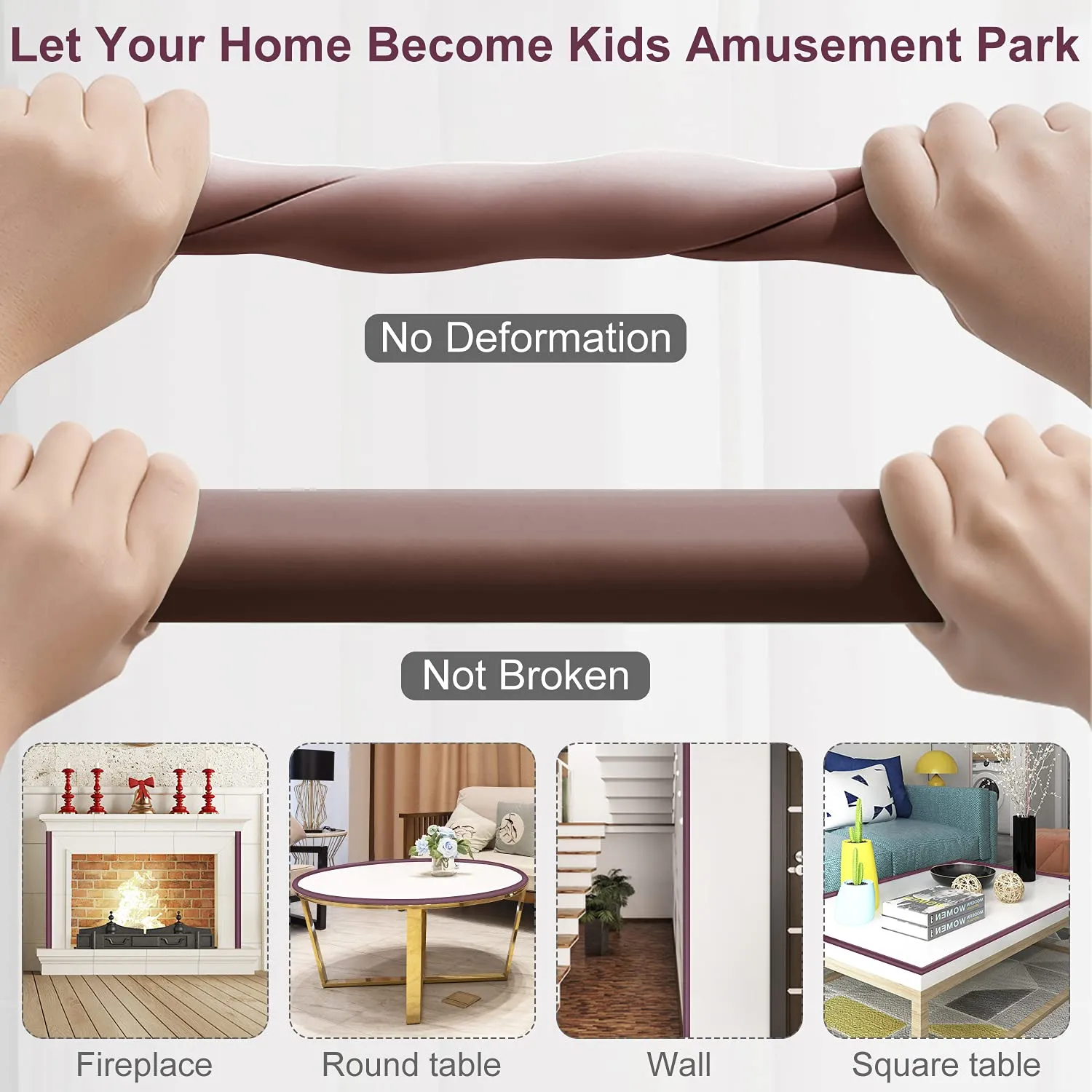 Baby Proofing Edge Corner Protector, 20.5 ft (18.1ft Edge   8 Corners) Baby Proof Corner Guards ,Thick Table Bumper Guard, 3M Pre-Taped Corners, Soft Rubber Foam Guard Heavy-Duty…