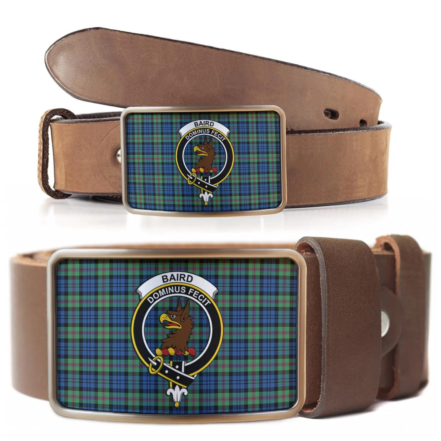 Baird Ancient Tartan Belt Buckles with Family Crest