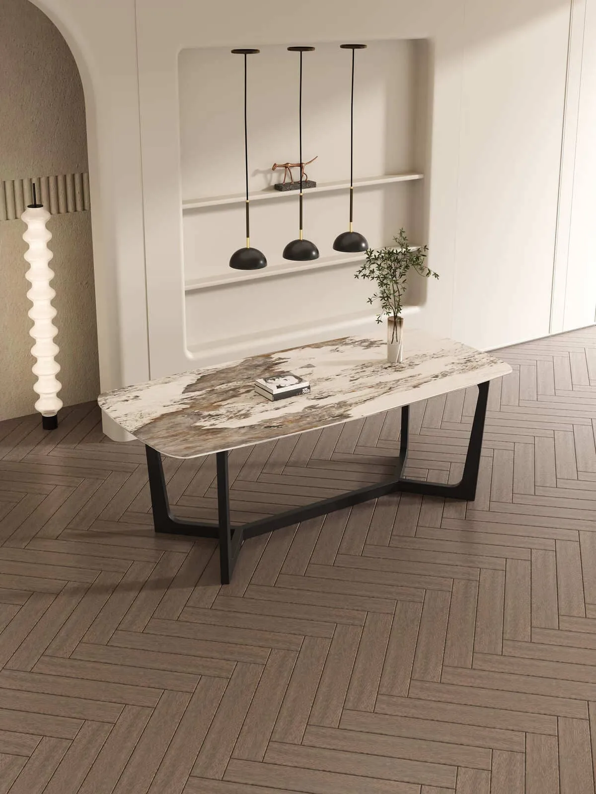 Barley Dining Table/Timber Legs/Ceramic/Marble Tabletop