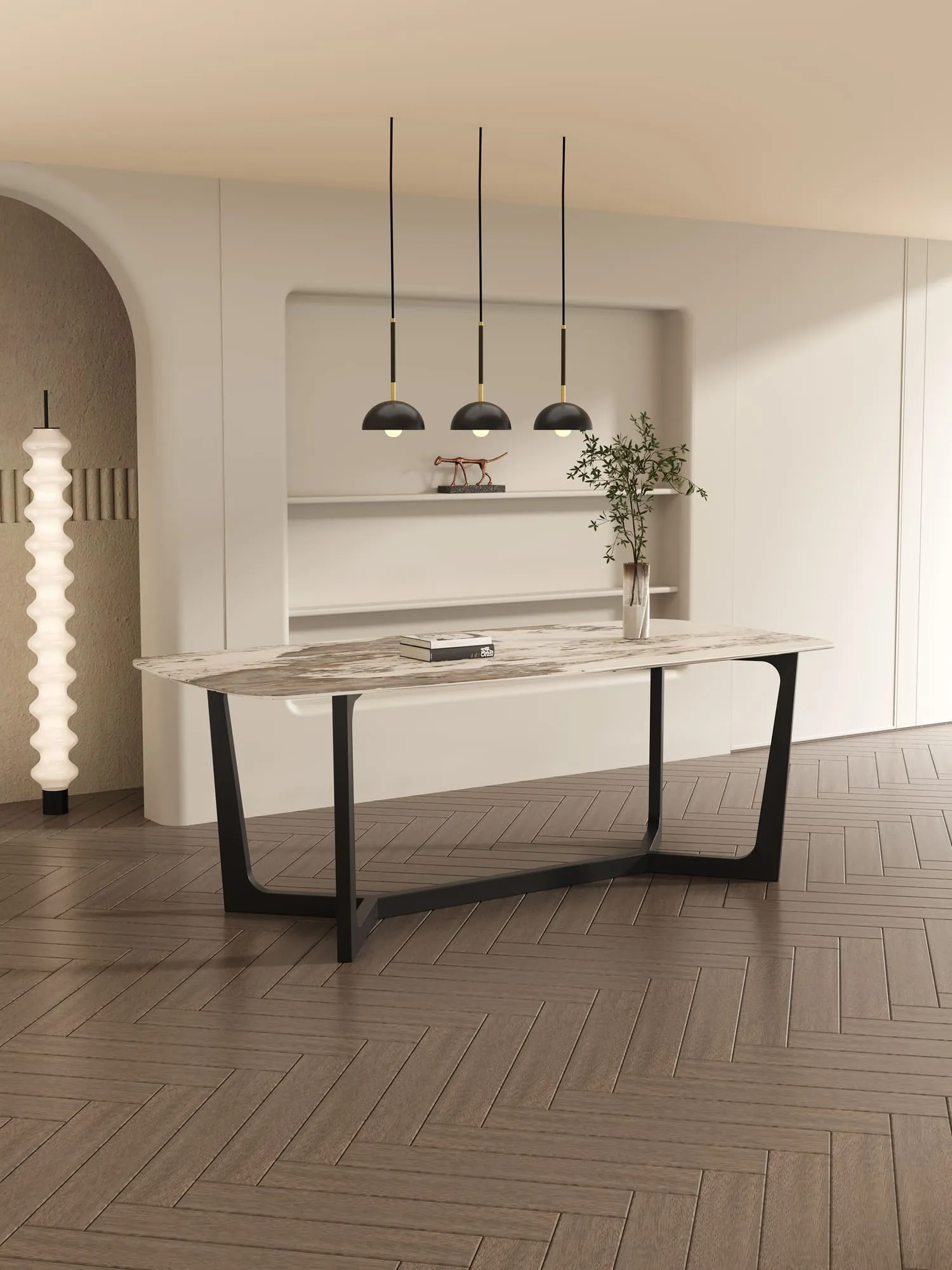 Barley Dining Table/Timber Legs/Ceramic/Marble Tabletop