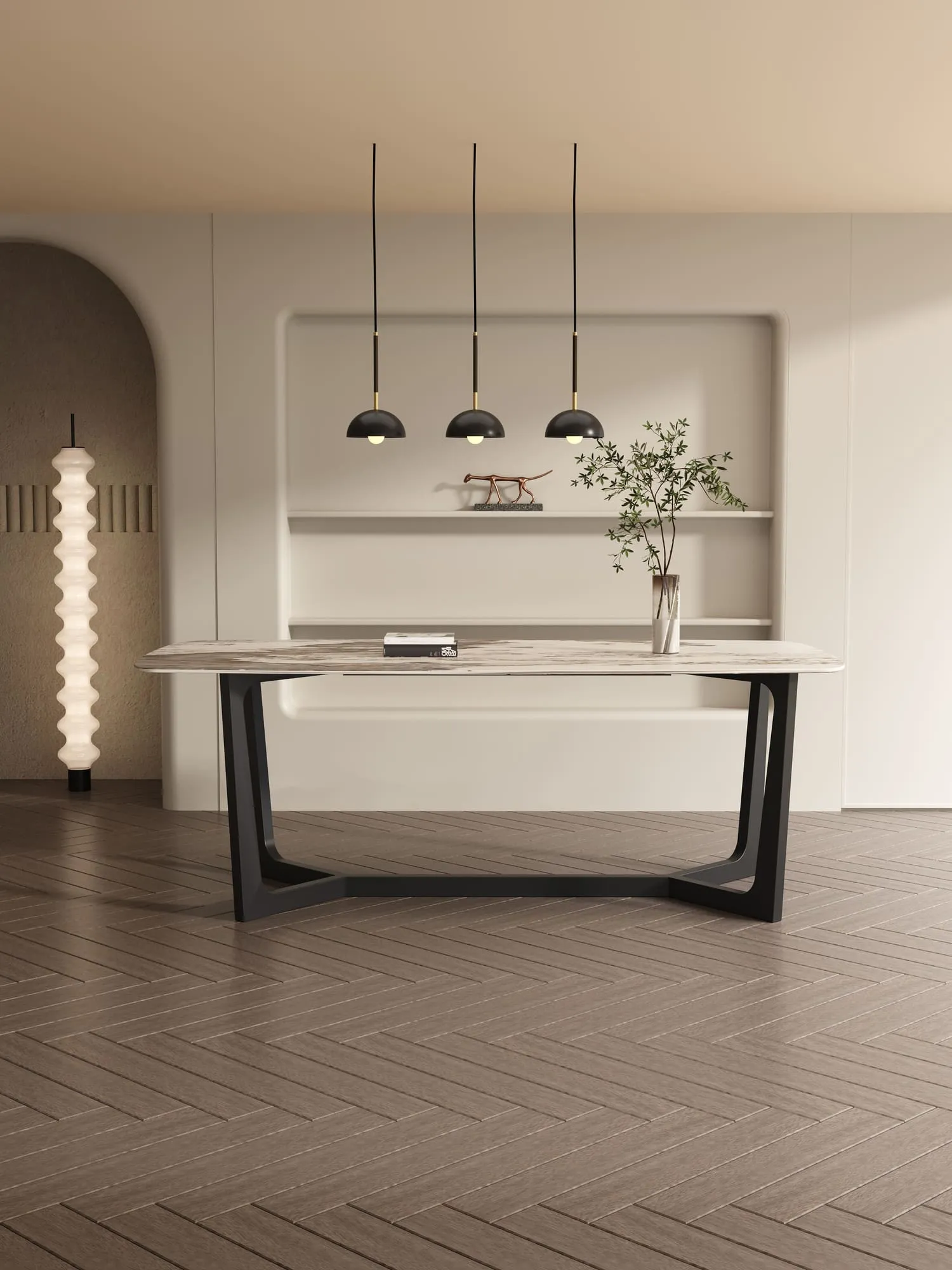 Barley Dining Table/Timber Legs/Ceramic/Marble Tabletop