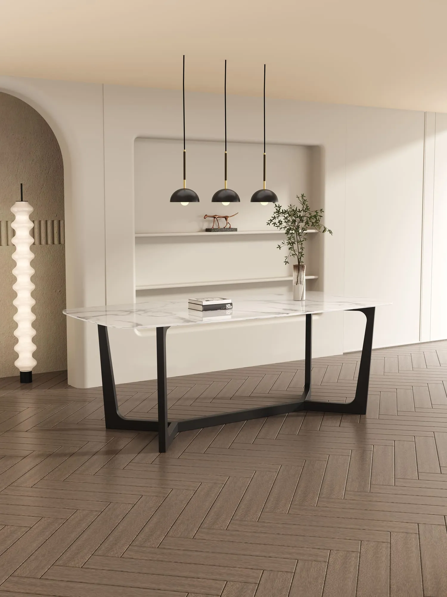 Barley Dining Table/Timber Legs/Ceramic/Marble Tabletop