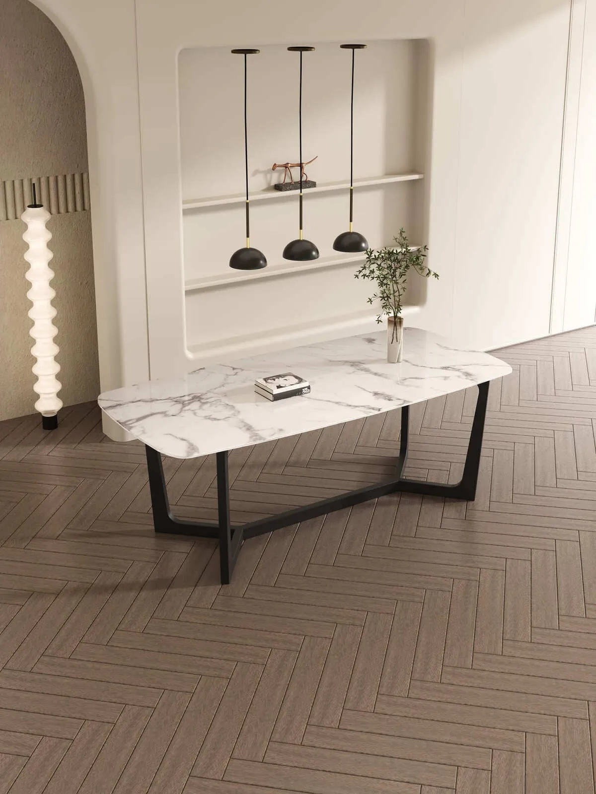Barley Dining Table/Timber Legs/Ceramic/Marble Tabletop