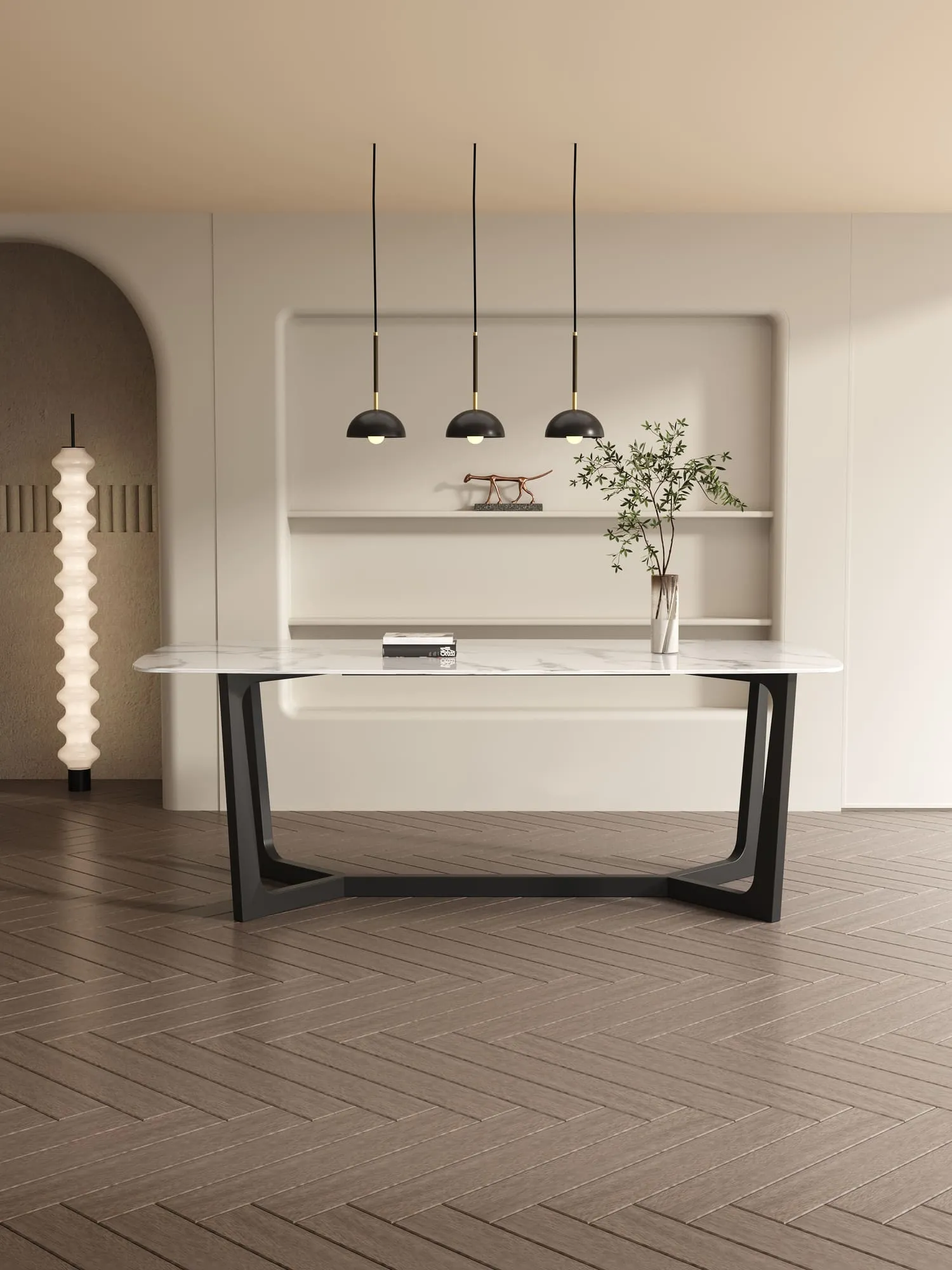 Barley Dining Table/Timber Legs/Ceramic/Marble Tabletop