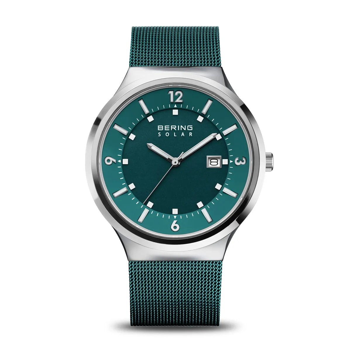 Bering 42mm Stainless Steel Teal Solar Watch