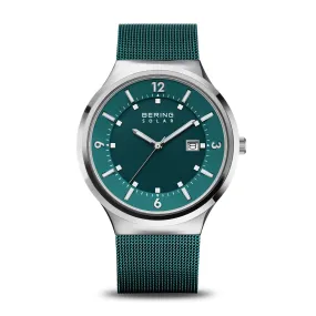 Bering 42mm Stainless Steel Teal Solar Watch