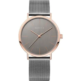 Bering Ladies Rose Gold Plated & Grey Mesh Watch