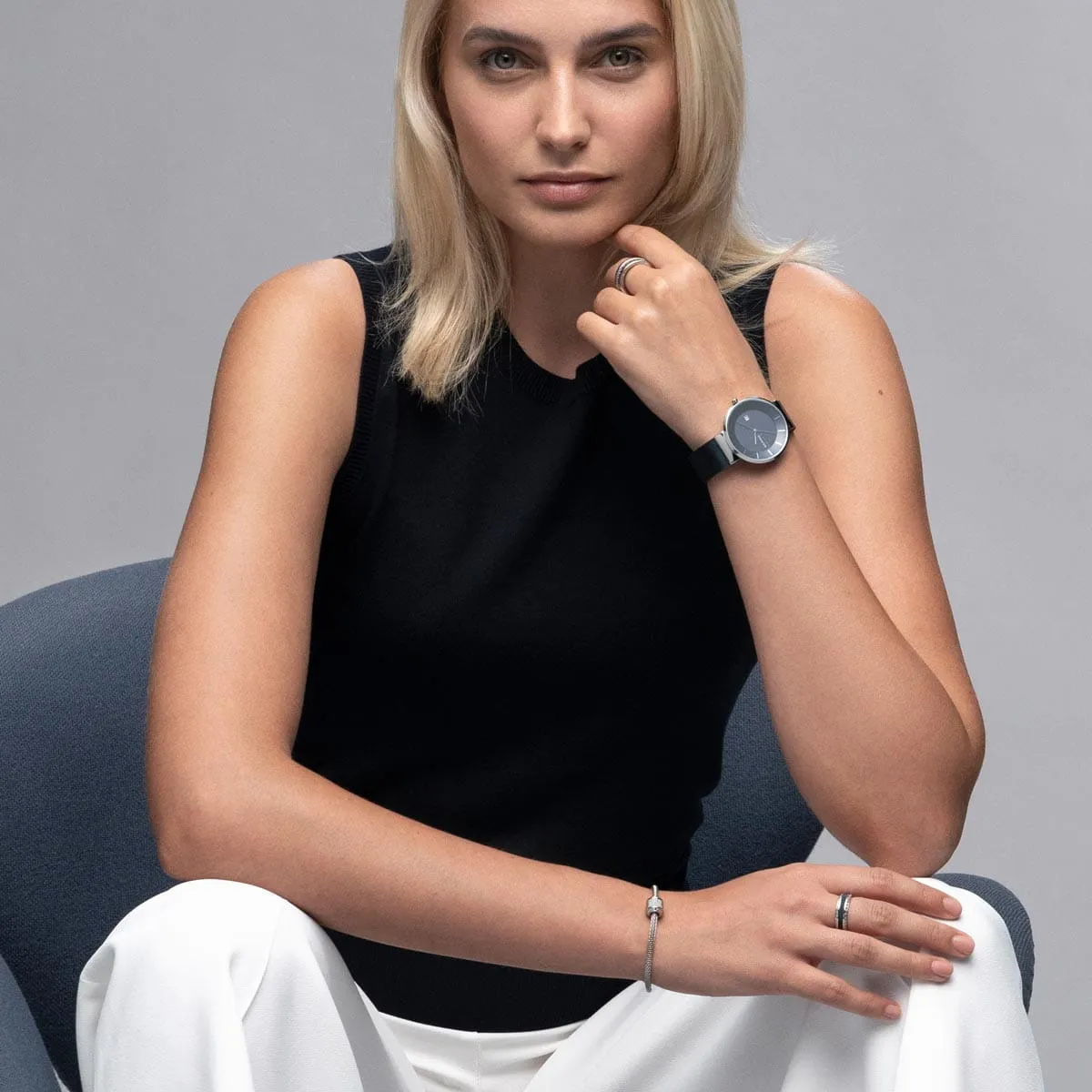 Bering Solar Blue Stainless Steel Mesh Watch with Blue Dial
