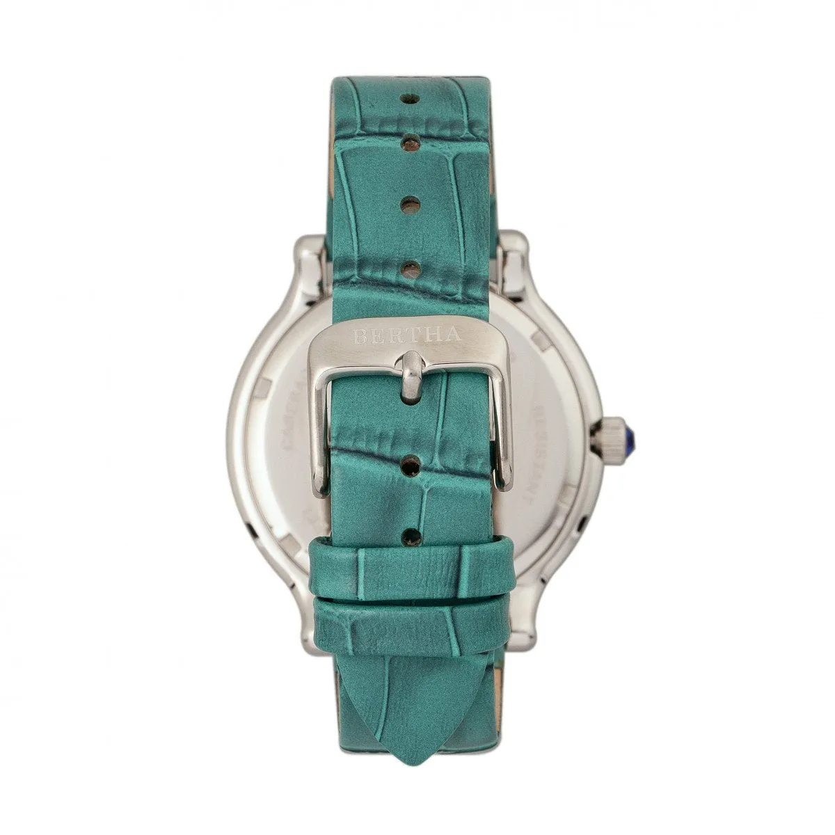 Bertha Cora Crystal-Encrusted Leather-Band Watch