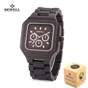 BEWELL Luxury Mens Wooden Watch with Case