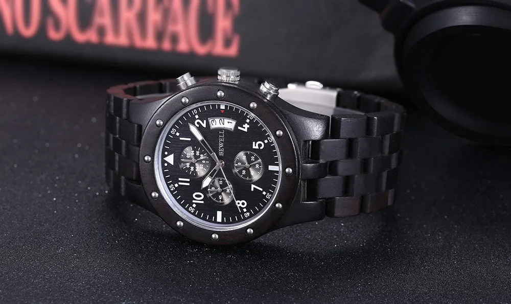 BEWELL Mens Luxury Wooden Watch