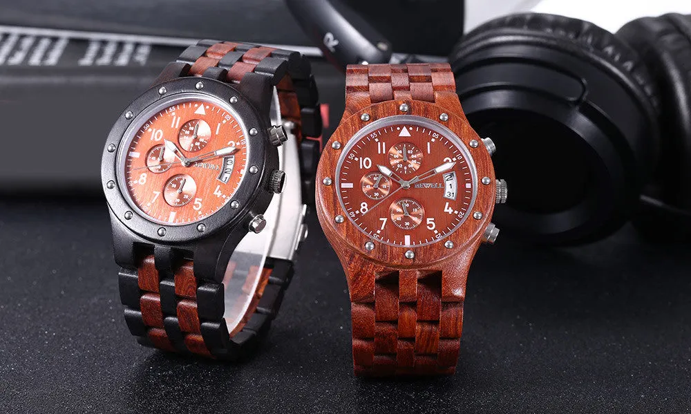 BEWELL Mens Luxury Wooden Watch