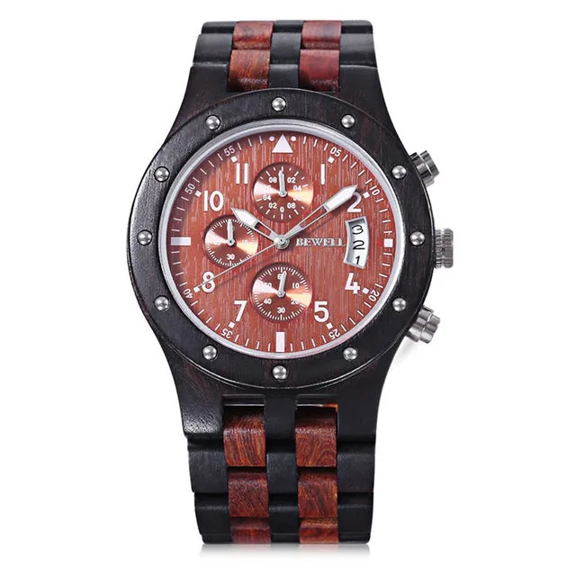 BEWELL Mens Luxury Wooden Watch