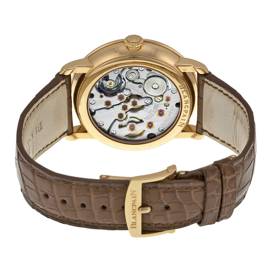 Blancpain Villeret 18kt Rose Gold 8 Days Black Dial Black Leather Men's Watch 6614-3637-55B