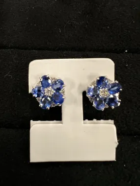Blue Sapphire Flower Earstuds PT900 E03281