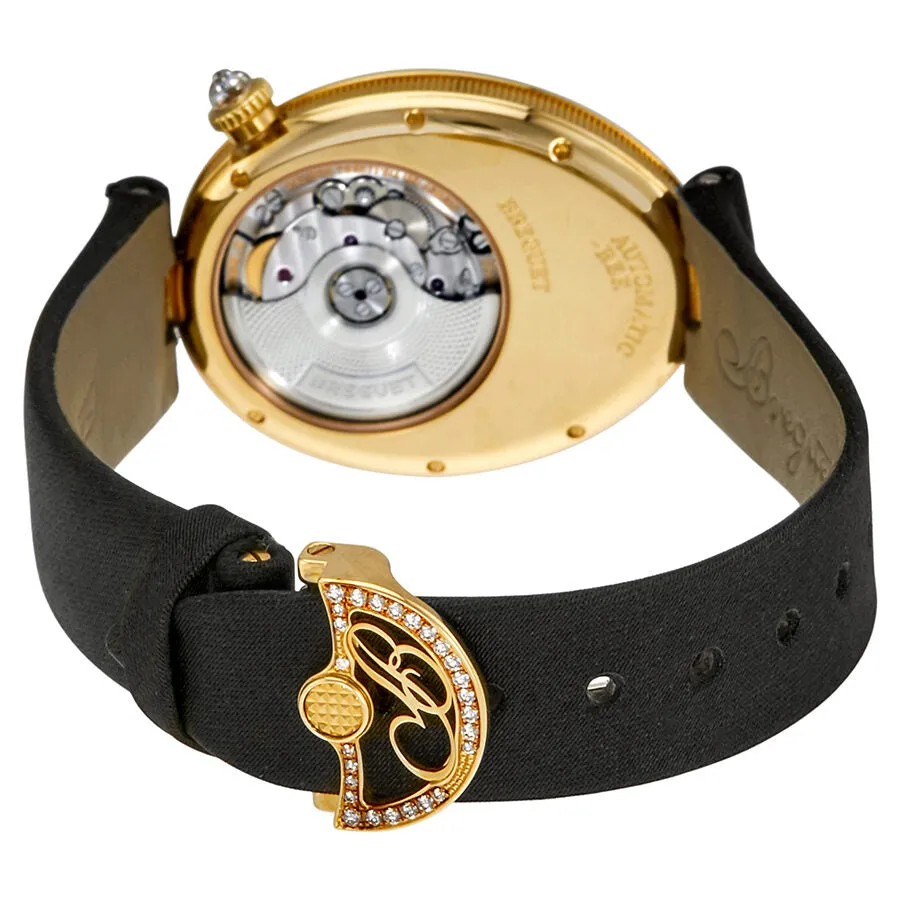 Breguet Reine de Naples Mother of Pearl 18kt Yellow Gold Black Satin Diamond Ladies Watch 8918BA58864D00D 8918BA/58/864.D00D