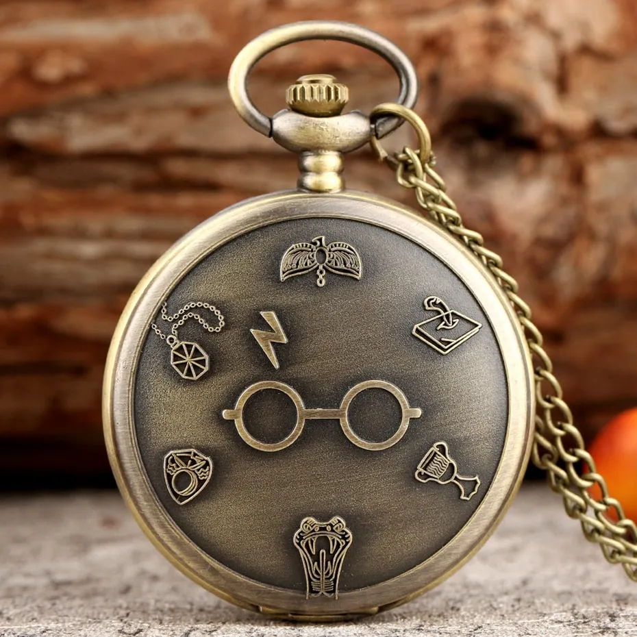 Bronze Harajuku Clock Lightning Quartz Pocket Watch
