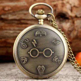 Bronze Harajuku Clock Lightning Quartz Pocket Watch