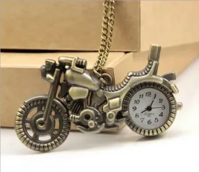 Bronze Vintage Retro Motorcycle Motorbike Pocket Watch