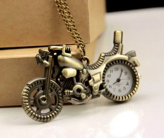 Bronze Vintage Retro Motorcycle Motorbike Pocket Watch