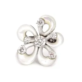 Bulgari 18K Gold Mother-of-Pearl Diamond Flower Ring ASC5635