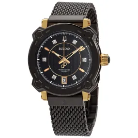 Bulova Grammys Precisionist Quartz Diamond Black Dial Ladies Watch 98P173