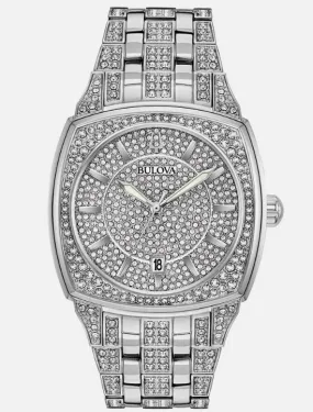 Bulova Men's Quartz Swarovski Crystal Accents Silver-Tone 40mm Watch 96B296