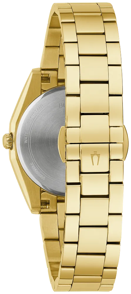 Bulova Surveyor Diamond Gold Tone Mother-of-Pearl Ladies Watch 97P172