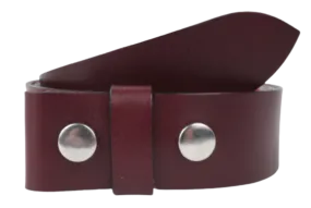 Burgundy 1.25 Inch (32mm) Buckleless Leather Belt Strap